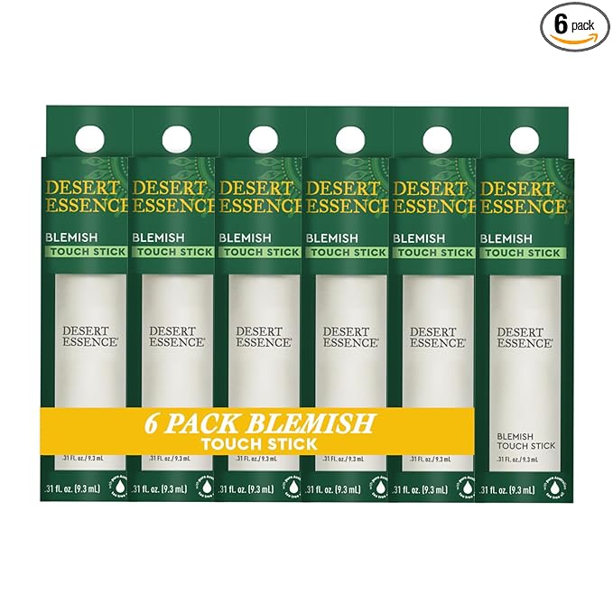 Desert Essence Herbal Blemish Touch Stick with Natural Extracts & Essential Oils - .31 Fl Ounce - Pack of 6 - Antiseptic Tea Tree Oil - Chamomile - Lavender - Palmarosa - Clear & Radiant Skin
