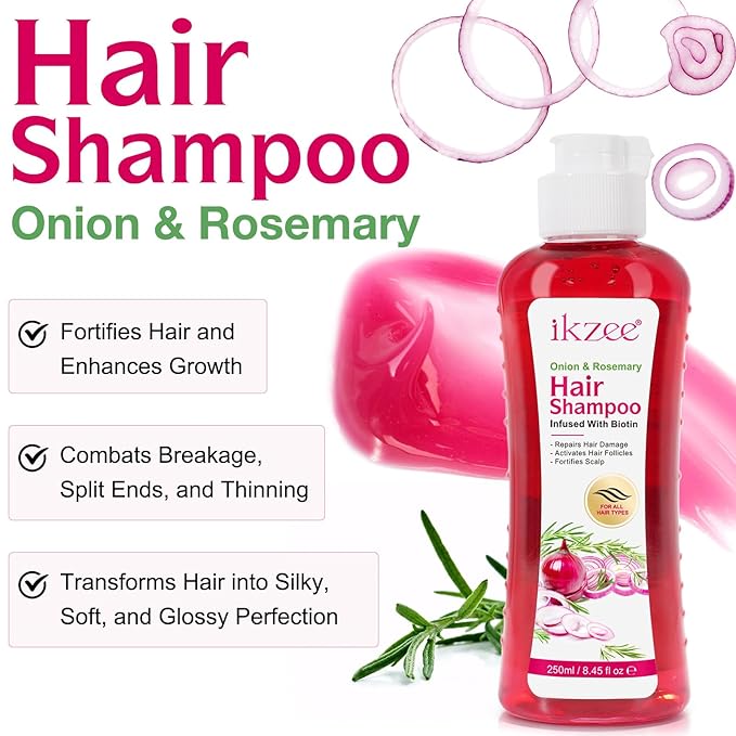 Onion Biotin and Rosemary Shampoo and conditioner Treatment Set, All Hair Types Conditioner Hair Care, Thinning Hair, Reduce Hair Loss -Soft and Shine - Promotes Growth for Fuller Healthier