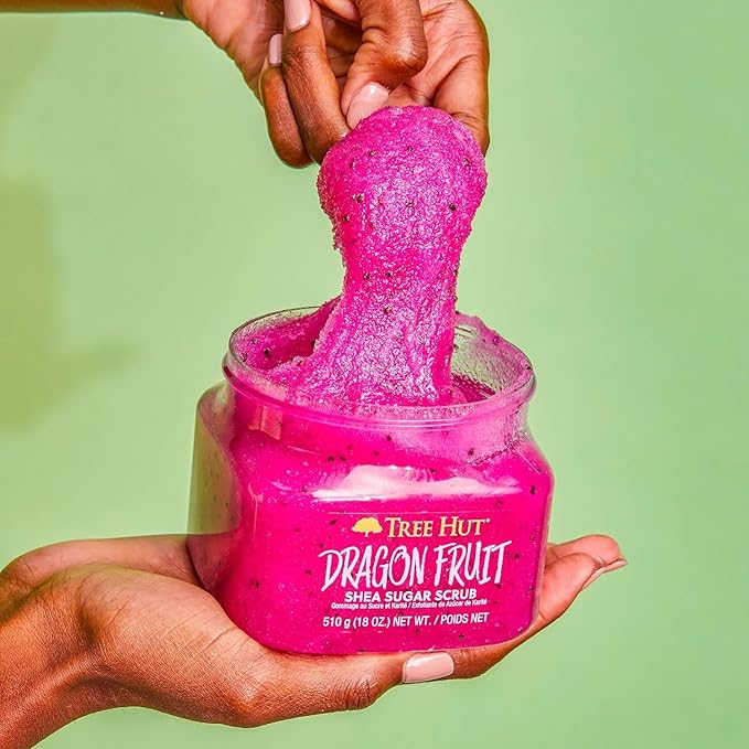 Tree Hut Dragon Fruit Body Scrub, Exfoliating & Hydrating Sugar Scrub with Shea Butter & Essential Oils, Smooth Skin, Body Exfoliator For All Skin Types, Self Care Gifts for Women, Vegan, 18 Oz