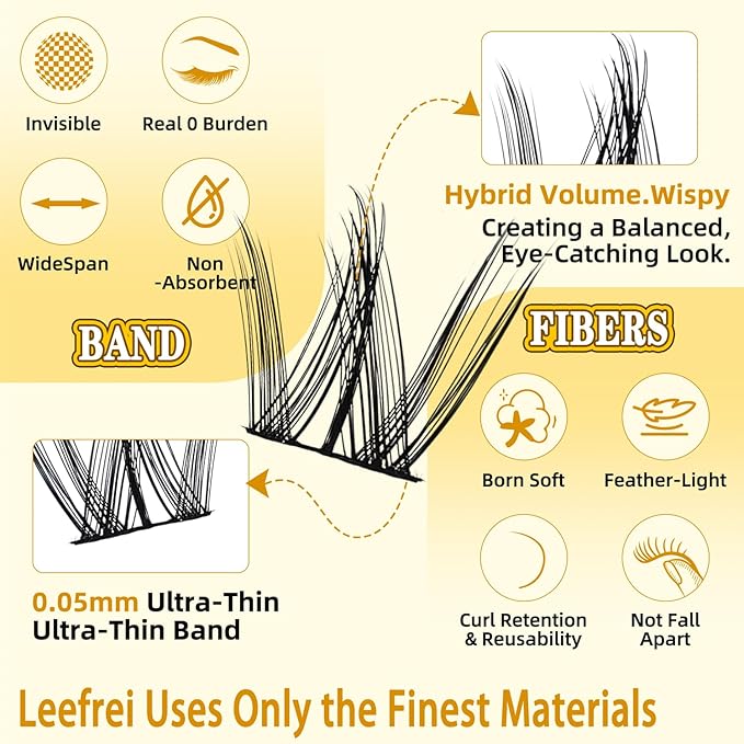 Lash Clusters Individual Lashes 120 Clusters Manga Lash Clusters 10-18mm D Curl Clusters Eyelash Extensions Fairy Wispy Eye Lashes DIY Lash Extensions at Home (LF07 Lashes Only)