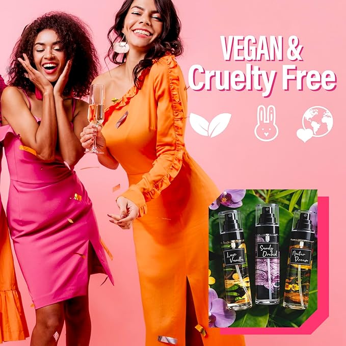 AQUA BLANCE 3-Pack Vanilla Body Spray for Women, Travel Size Fragrance Mist Set with Luxe Vanilla, Nectar Dream & Sandy Orchid, Long Lasting Body Mist for Travel & Gym, 3.4 fl oz Each
