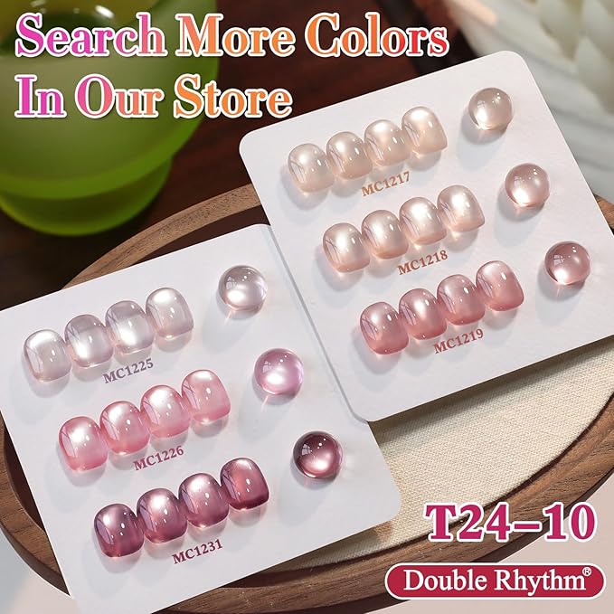 Double Rhythm 15ML Jelly Glass Cat Eye Gel Polish with Magnet Holographic Glitter Shimmer Translucent Sheer Color Salon Soak Off Magnetic Nail at Home (Rose Purple-MC1231)
