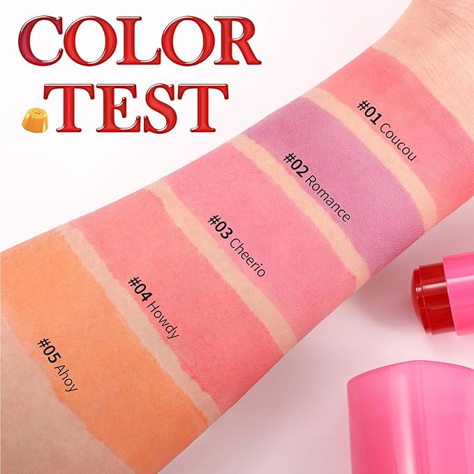 3-In-1 Multi-Use Blush Cream Blush Stick for Eyes, Cheeks & Lips, Hydrating & Bouncy Jelly Texture, Blends Perfect, Long Lasting Waterproof (05, s)