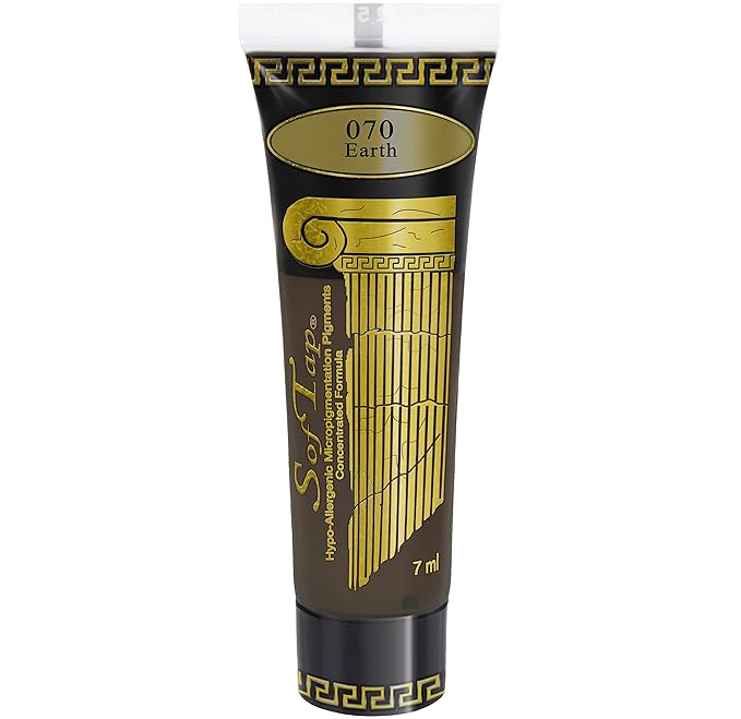 Microblading Ink for Eyebrows by SofTap® | Earth – Dark Neutral Brown PMU Shading Pigment for Nano Brows, Machine & Hand Method | Carbon-Free Inorganic Permanent Makeup Ink
