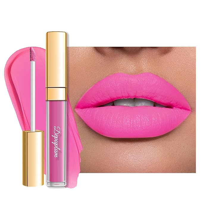 Depuplum Pink Lipstick Matte for Women Superstay Hot Pink Long Lasting Lipstick Smudgeproof Liquid Lipsticks Cruelty Free Lip Makeup for Mother's Day,DM28 FruitPink