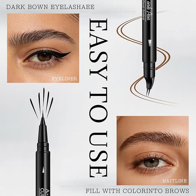 Eyebrow Pen Makeup kit, Eye Brow Pomade Stencil Shaper Tinting kits for Women Girls, Eyebrow Pomade, Eyebrow Pencil, Long Lasting Waterproof with Eyebrow Brush and Eyeliner Natural Brows& Dark Brown