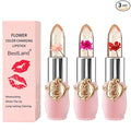 BestLand 3 Pcs/Set Flower Jelly Lipstick Set Temperature Change Moisturizer Long Lasting Nutritious Balm Magic Color Change Lip Gloss (3Pcs Flower Jelly Lipstick 010203)