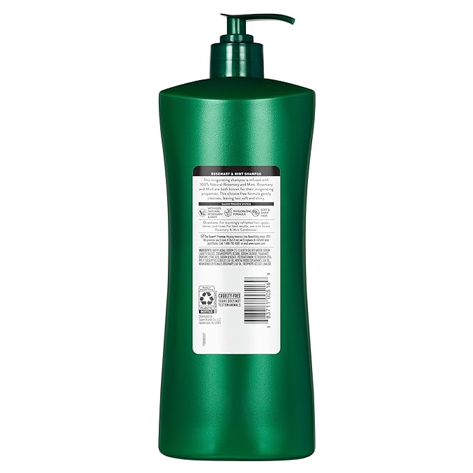 Suave Invigorating Shampoo with Rosemary & Mint, Refreshing & Replenishing Care for Healthy-Looking Hair, No Parabens, Phthalates, or Dyes, 28 FL OZ Bottle