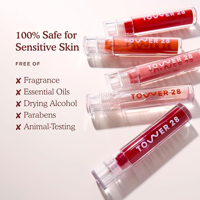 Tower 28 ShineOn Clear Lip Gloss Jelly - Hydrating Lip Balm + Gloss for Sensitive Lips - Non-Sticky + High-Shine Jelly Formula with Nourishing Oil Blend - Chill - Clear (0.13)