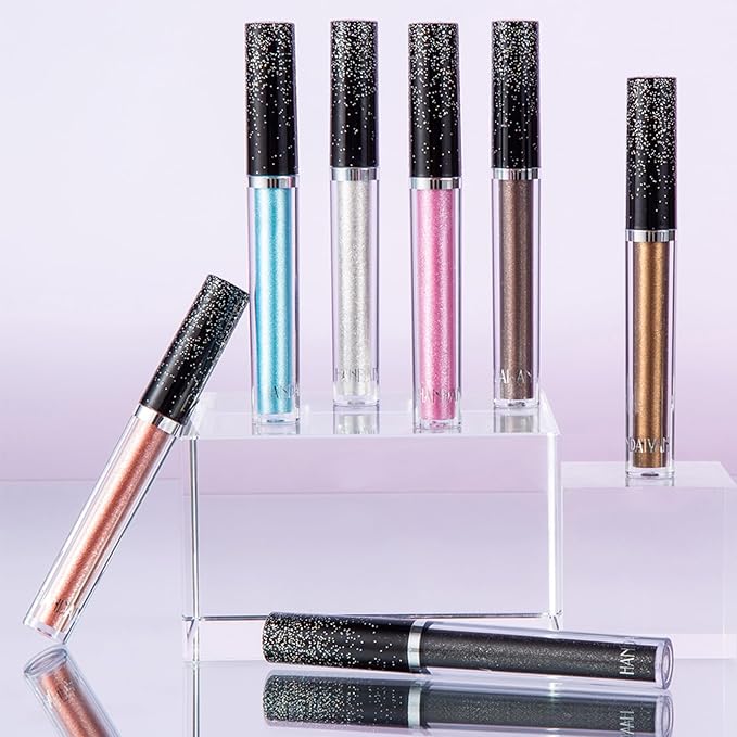 Glitter-Eyeshadows, Liquid Eyeshadows, Long-lasting Metals-Gloss-Sparkling Silver, Gold High-pigmented Colorful Glitter-Eye-Shadows(02#Gold)