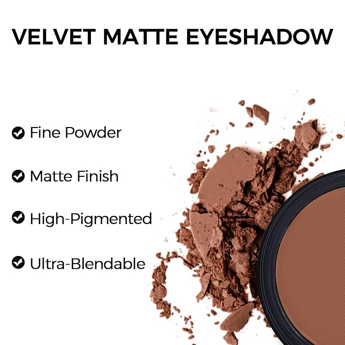 Erinde Single Matte Eyeshadow Palette, High Pigment, Long Lasting, Intense Color, Black Smokey Eye Shadow Powder Palette