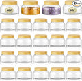 Tessco for you 24 Pack Plastic Jars with Lids Labels Multiuse Slime Containers Empty Body Scrub Jars Round Refillable Cosmetic Body Butter Container for Makeup (8 oz,Clear,Light Beech)