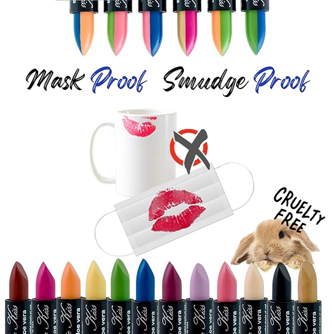 Magic Kiss Color Changing Matte 6 Piece Lipstick Set infused with Aloe Vera Made in USA (Colors of Aloha 4)