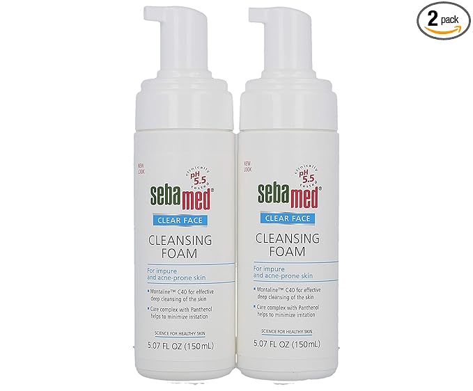 Sebamed Clear Face Cleansing Foam Gentle Face Wash for Impure Oily and Acne-prone Skin 5.07 Fluid Ounces (Pack of 2)