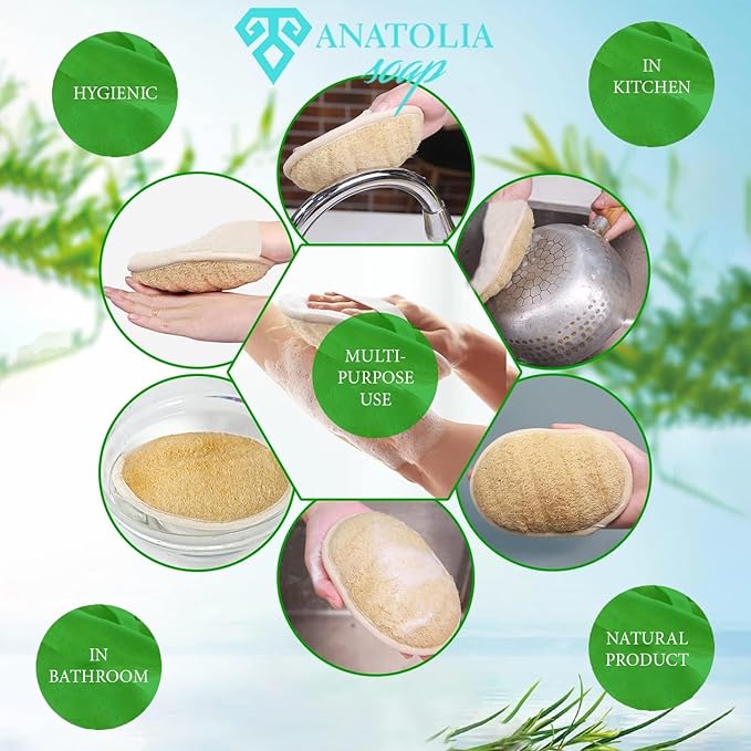 Turkish Hammam Cream Exfoliating Kesse & Body Loofah & Face Loofah, for Shower Exfoliating Mitt Body Scrubber Skin Exfoliator & Dead Skin Remover for Women & Men 3 Count (Pack of 1)