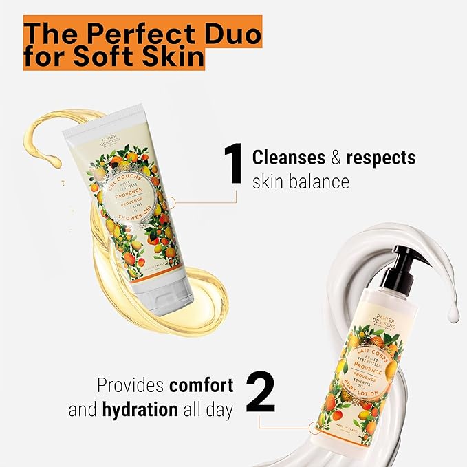 Panier des Sens - Provence Citrus Moisturizing Body Wash for Women & Men - Gentle Shower Gel - 96% Natural - Normal, Sensitive Skin - Body Care Made in France, SLS Free, Vegan - 6.8 floz