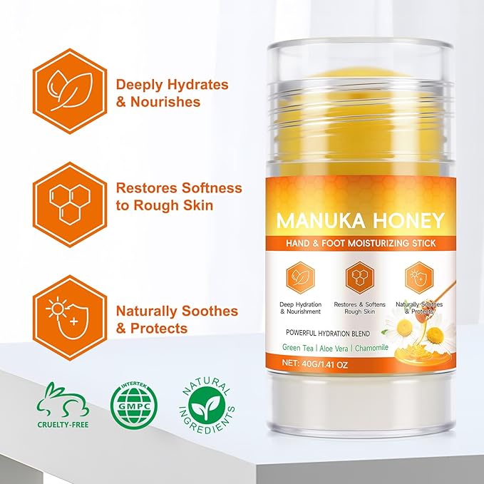 2 Pack Manuka Honey Cracked Heel Treatment Balm Stick, Dry & Cracked Foot Repair for Intensively & Deeply Moisturizing & Hydrating, Soothing, with Shea Butter, Chamomile|1.41 Oz/40 G