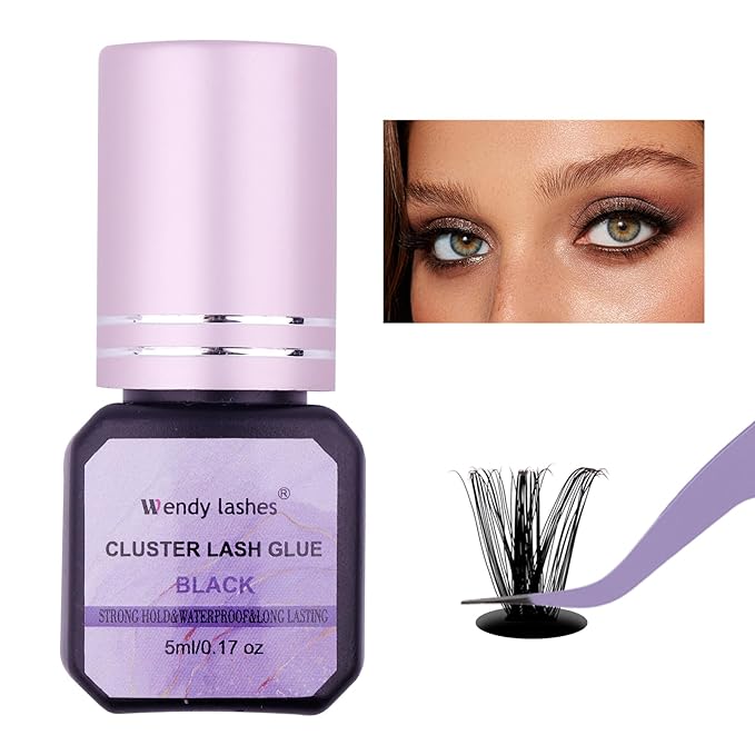 Cluster Lash Glue Black 2-3s Fast Drying,Long Lasting Strong Hold,Waterproof,DIY Individual lash Extension-glue by Wendy Lashes（5ML）