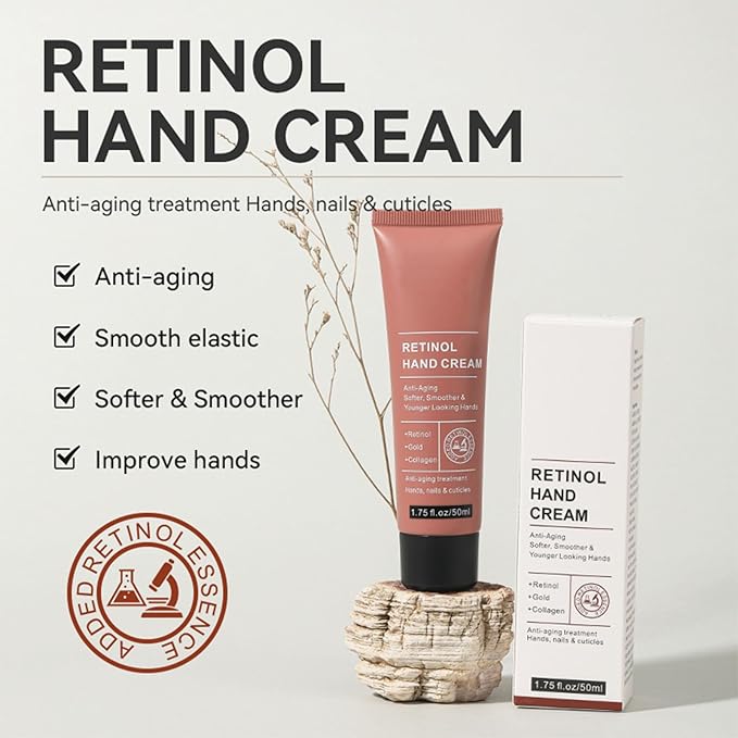 ARCHIDATE Retinol Hand Cream for Aging Hands, Hydrating Hand Cream for Dry Cracked Hands, Smooths Fine Lines & Wrinkles, Soft Smooth Skin, Intense Moisture, Non-Greasy, Fast-Absorbing