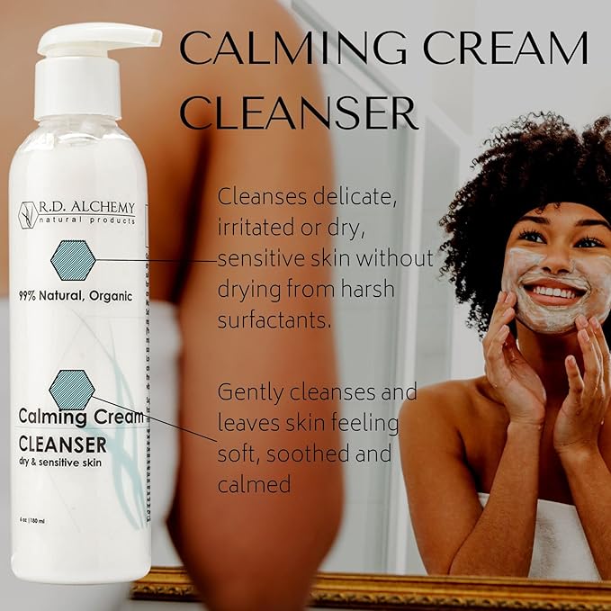 RD Alchemy - Natural & Organic Calming Cream Cleanser. Sulfate-Free Face Wash for Dry & Sensitive Skin. Gentle Hydrating Cleanser That Soothes, Cleanses & Moisturizes.