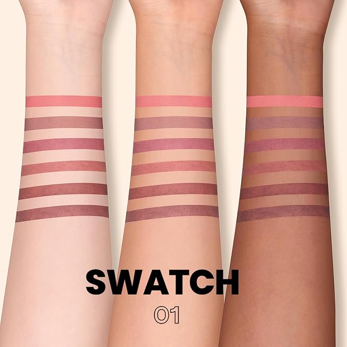 Pudaier 6Pcs Lip Liner Set, Rosy-Pink Matte Series Lip Liner with 2 Sharpeners, Smooth & Longer-Lasting LipLiner for Women, High Pigmented Waterproof Lip Liner Pencil for Defining & Filling Lips