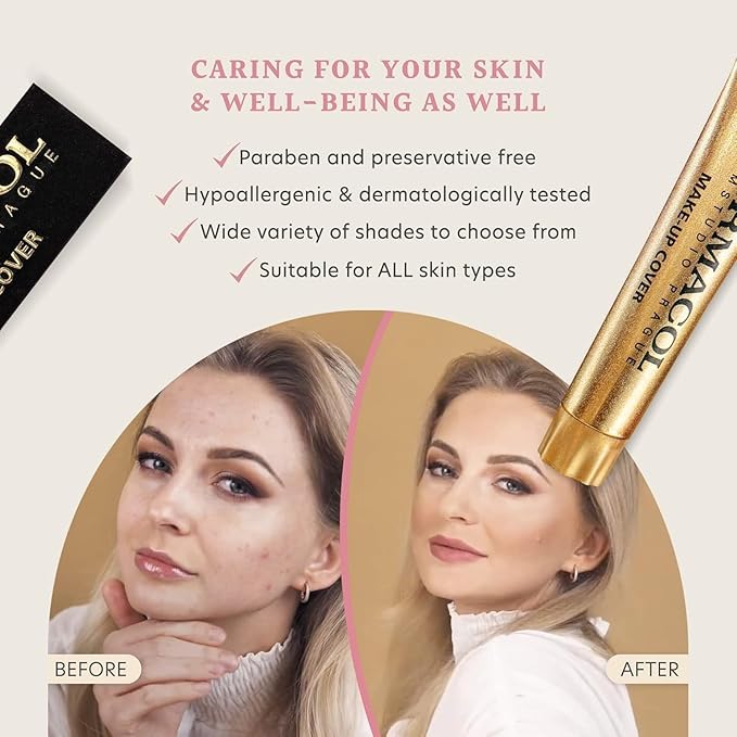 Dermacol - Full Coverage Foundation, Liquid Makeup Matte Foundation with SPF 30, Waterproof Foundation for Oily Skin, Acne, & Under Eye Bags, Long-Lasting Makeup Products, 30g, Shade 215
