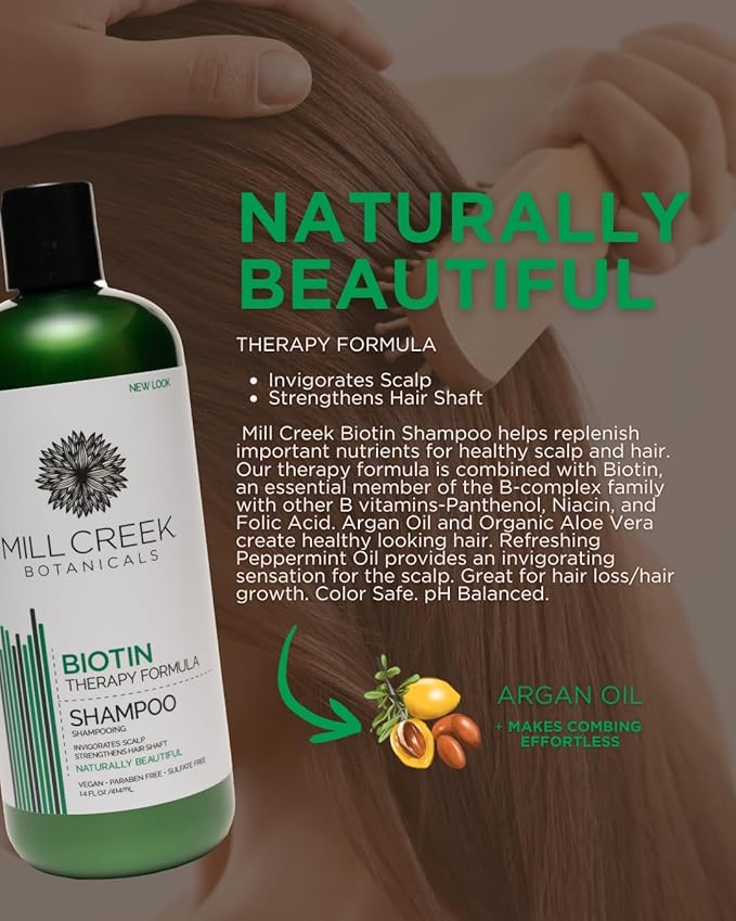 Mill Creek Biotin Shampoo, 14 Fluid Ounce (Two Pack)