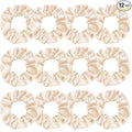 Silk Satin Scrunchies for Women Girls 12 PCS Ivory White Hair Scrunchies Silk Satin Hair Ties for Thick Hair Bulk Hair Ties Hair Accessories