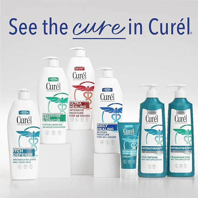 Curel Daily Healing Body Lotion for Dry Skin, Hydrating Body Lotion with Advanced Ceramides Complex, Dermatologist Recommended, 13 Oz, Pack of 3