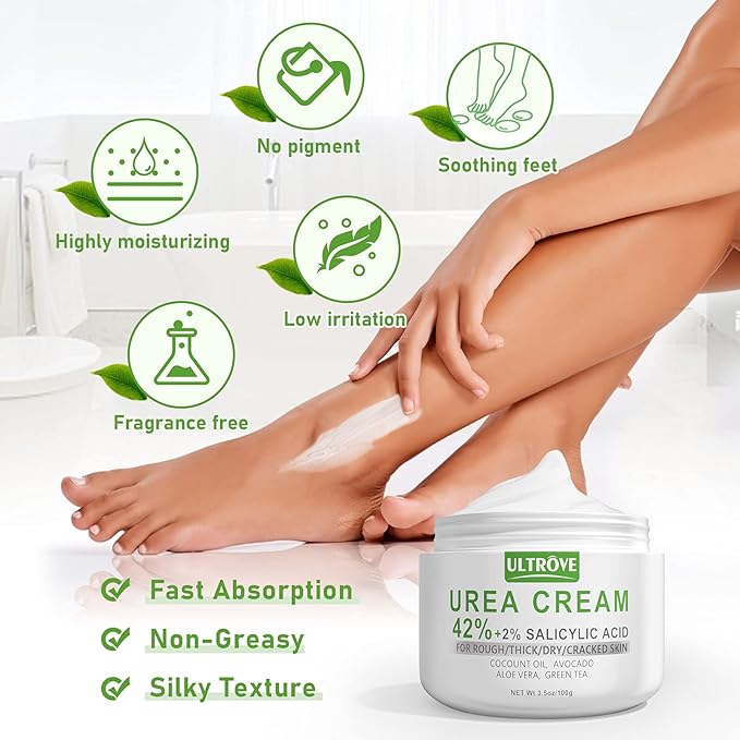 Urea Cream 42% - 2% Salicylic Acid Foot Moisturizer - Callus & Dead Skin Remover, Repairing Foot File, 3.5 oz