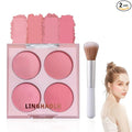 4 Colors Blush Palette for Cheeks,Face Matte Contour Blush Makeup Palette,Buildable Shimmer Facial Cheek Blusher Shades,Blendable Cosmetic Makeup Blush with Blush Brush 01
