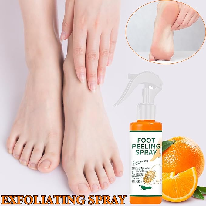 1PCS Foot Peeling Spray Orange Oil,Exfoliating Foot Spray for Remove Dead Skin,Hydrating Foot Care Spray,Peel Off Spray for Calluses & Dry Toe Cracked Rough,Quickly Moisturizing & Nourishing Feet