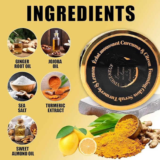 Foaming Body Scrub, Exfoliating Turmeric Scrub and Skin Exfoliator for Dark Spots, Turmeric Body Scrub for All Skin Types, Gently Exfoliates Face, Body Hands & Foot, Moisturized Skincare, 9.87oz/280g