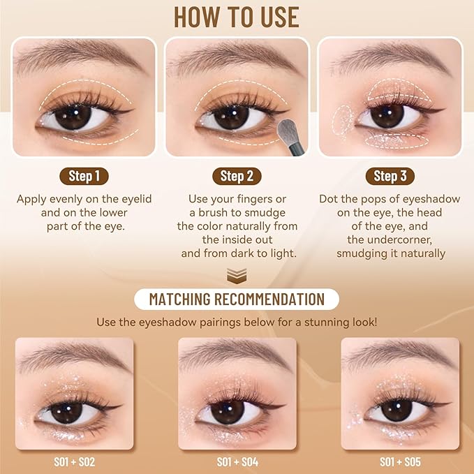 Liquid Eyeshadow, Long-Lasting Matte/Pearlescent eyeshadow, Cut Crease Eyeshadow Gel, High-Pigmented for Bold Eye Makeup, for day-to-night transitions (Radiant, Pearl)