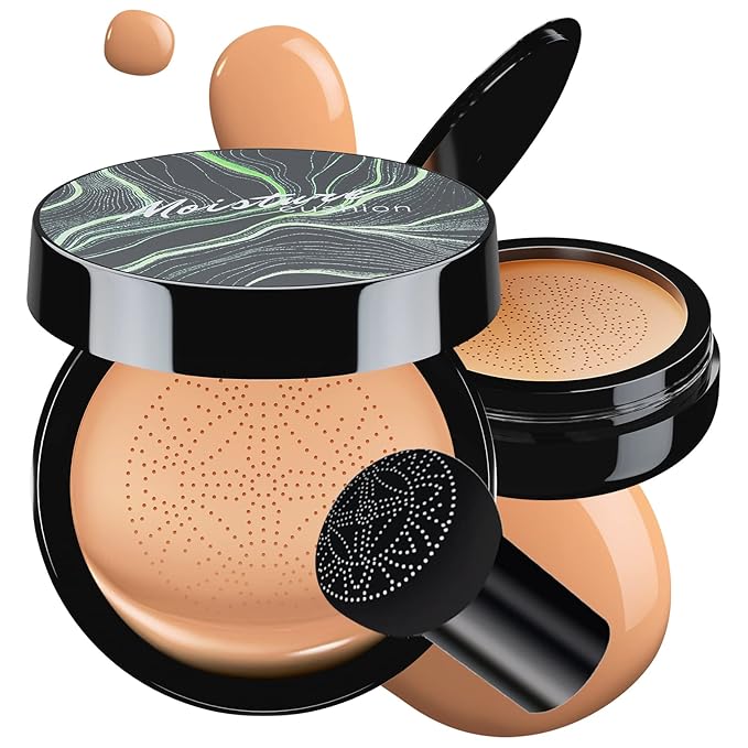 Mushroom Head Air Cushion CC Cream - Tattoo Cover up BB Cream Foundation Makeup Moisturizing Concealer Long-Lasting, Cushion Foundation Full Coverage Self Adjusting （Medium Deep)