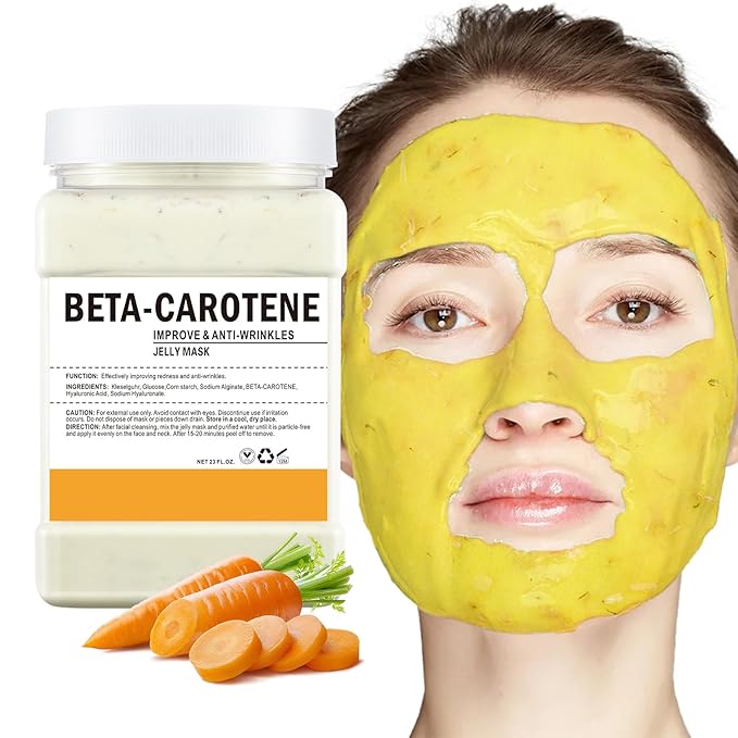Hydro Jelly Masks for Women Home Spa,Hydrating & Moisturizing Peel-Off Rubber Gel Face Mask Skin Care,Professional Jelly Mask for All Skin Types 23 Fl Oz（ BETA-Carotene）