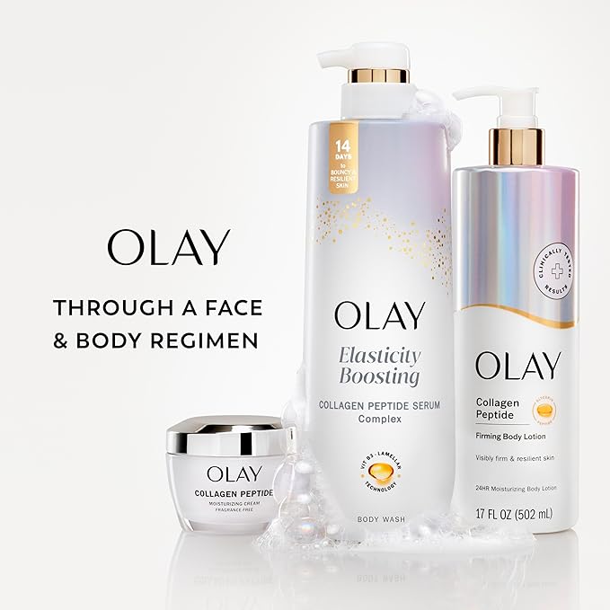 Olay Body Wash for Women, Elasticity Boosting, Collagen Peptide Serum Complex, Renews Moisture, Free of Parabens & Phthalates, Vitamin B3 Lameller Technology, For All Skin Types, 28 fl oz