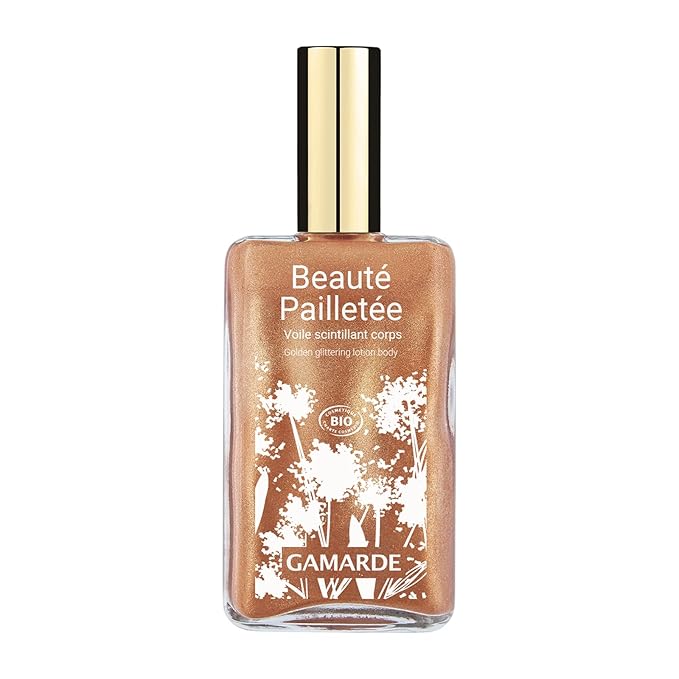 Gamarde Glitter Beauty - Illuminating Body Lotion for Women with Golden Highlights - Velvety Mineral Powder and Aloe Vera Extract - 3.04 oz Gel