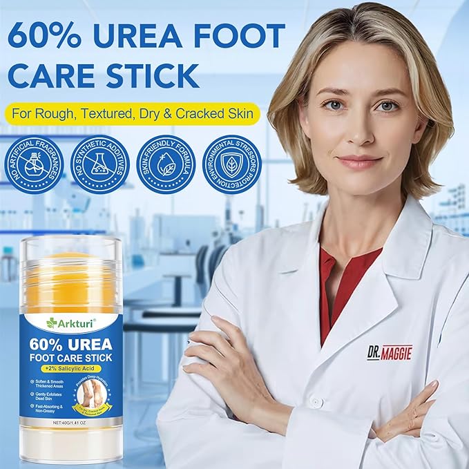 60% Urea with 2% Salicylic Acid Urea Foot Care Stick, Foot Cream Moisturizer for Dry Cracked Feet, Knees, Elbows, Intensive Moisturizing Callus Remover - 1.41 oz (Pack of 1) (1.41 Fl Oz (Pack of 1))