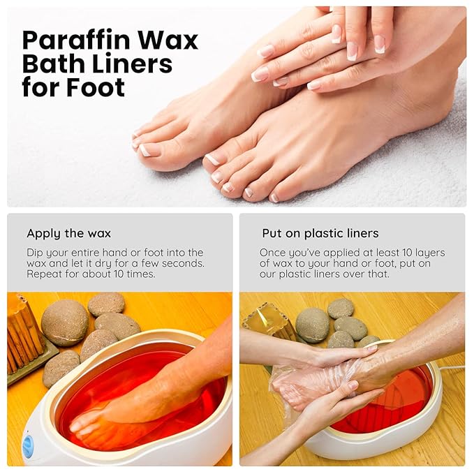 Segbeauty Paraffin Baths Liners for Foot, 400pcs Larger & Thicker Thermal Foot Covers, Plastic Paraffin Bath Socks Hot Wax thera-py Booties Bags for SPA Wax treat-ment Paraffin Wax Machine