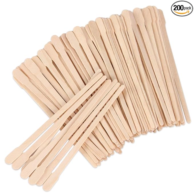 JANYUN 200 Pcs Wooden Eyebrow Waxing Sticks with Handle for Hair Removal - Face, Leg, Facial, and Eyebrow