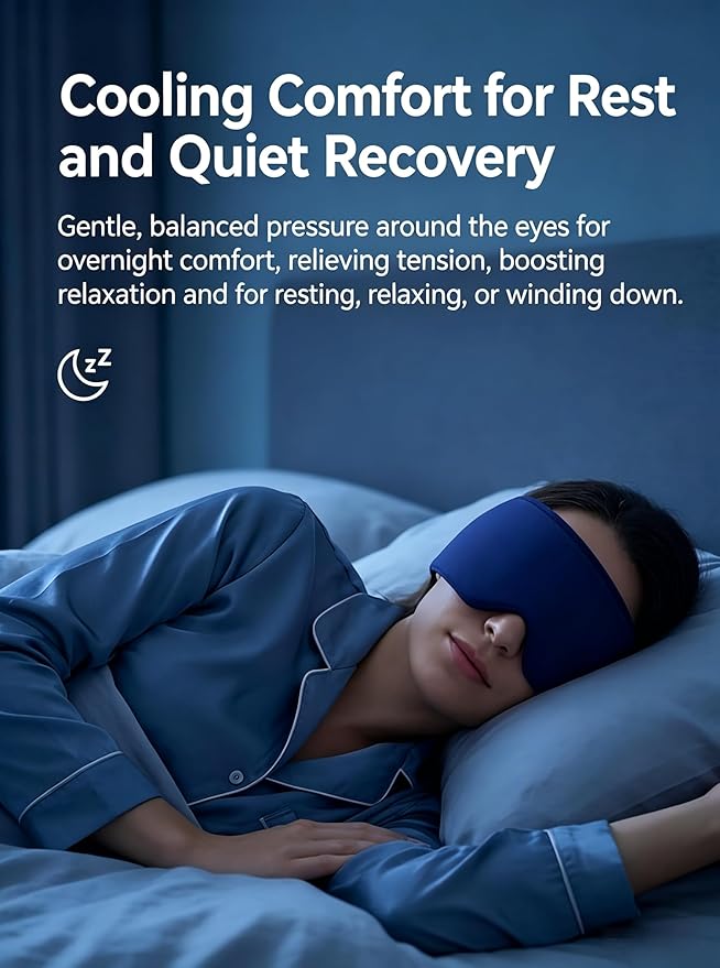 Cooling Gel Eye Mask for Puffy Eyes, Migraine & Headache Relief, Full Eye-Area Cold Compress for Eyes & Temples, FSA Eligible HSA, Reusable Flexible Adjustable Fit for Post Surgery Recovery