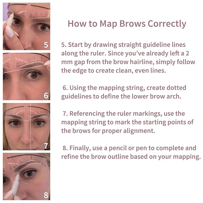 Ink Permanent Eyebrow Mapping Kit with 30m Pre-Inked Brow Mapping String, 2 White Mapping Pens and 50 Flexible Eyebrow Measuring Rulers for PMU, Microblading and Brow Design