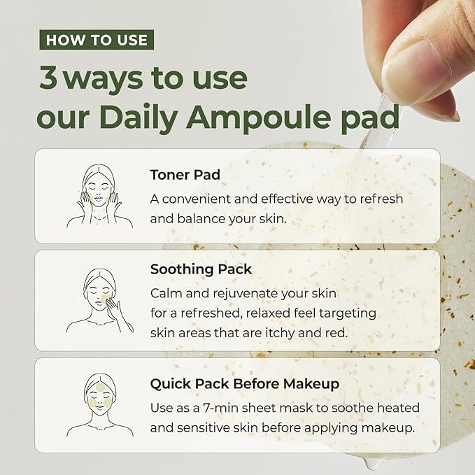 Rbfy. Daily Ampoule Pad (100 Pads) – Korean Facial Toner Pads with Pure Cica Complex, Soothing, Redness Relief & Hydrating, Gentle for Dry, Stressed, and Sensitive Skin, Korean Skincare.