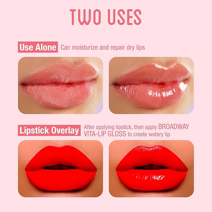Ruby Kisses Broadway Vita-Lip Clear Lip Gloss (48 Pack), Ultra-Hydrating & Soothing Formula with Vitamins, High-Shine Non-Sticky Finish Lip Balm with Mint, Rosehip, Coconut, Mango, Argan, Honey, Shea