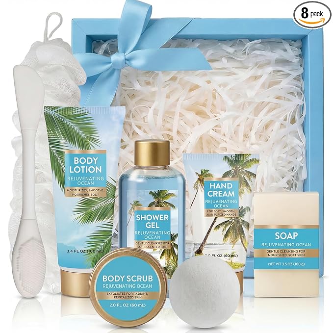 Spa Luxetique Mothers Day Gifts for Women 8pcs Refreshing Ocean Gift Set for Women Bath and Body Works Gift Set Spa Gifts for Womens Get Well Birthday Gifts for Womens Wife Girlfriend Grandma