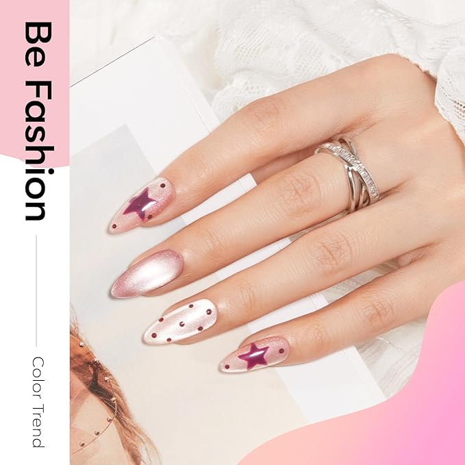 Modelones Cat Eye Gel Nail Polish Set, 6 Colors Summer Neutral Nude Pink Pearlescent Glassy 9D Cateye Glitter Gel Polish kit All Skin Tones with Magnet Soak Off LED Nail Art Starter Kit DIY Salon Gift