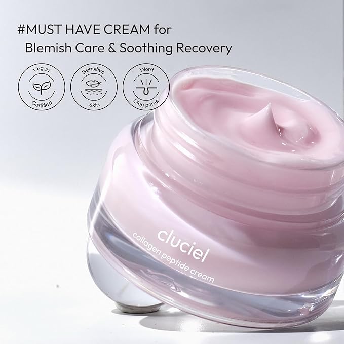 Collagen Peptide Cream, Daily All-in-one Moisturizer for Glass Skin, Dark Spot, Pore Care, 24h Glow & Clear Skin, Korean Vegan Skincare for All Skin Types, 1.69 fl.oz