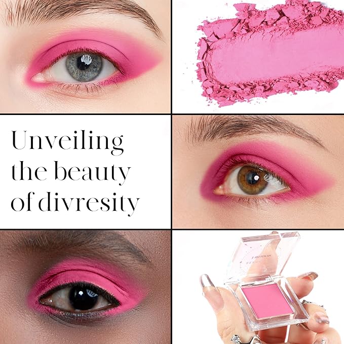 BEPHOLAN Single Matte Pink Eyeshadow Palette Rose Peach Hot Pink Eye Shadow Makeup Palette Bright Blush Eyeliner,Pink Baddie