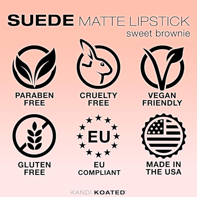 Kandi Koated Suede Matte Lipstick – Sweet Brownie Rich Warm Dark Brown –Highly Pigmented Long-Lasting Matte Lipstick for Women – Creamy Smooth Finish – Vegan, Cruelty-Free & Paraben-Free Beauty Makeup